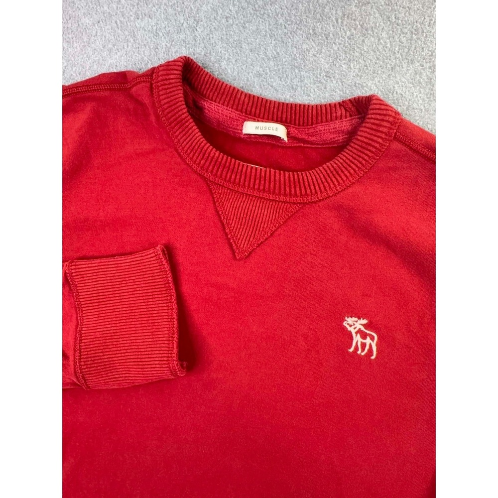 Vintage Abercrombie &‎ Fitch Muscle Shirt Men's XL Red Moose Embroidered Preppy